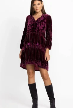 Sale Johnny Was Ivey Velvet Field Tiered Dress Eggplant