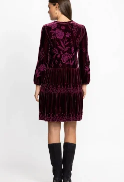 Sale Johnny Was Ivey Velvet Field Tiered Dress Eggplant