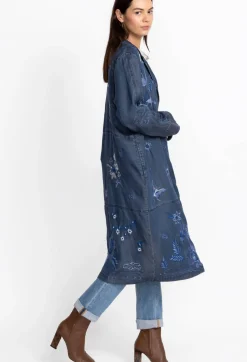 New Johnny Was Jazmine Duster Coat Denim Blue