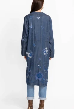 New Johnny Was Jazmine Duster Coat Denim Blue