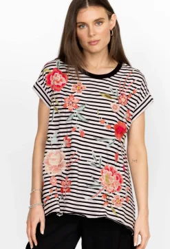 Hot Johnny Was Joya Relaxed Drape Tee Stripe