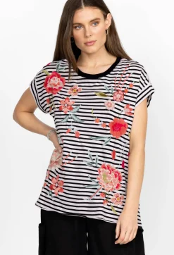 Hot Johnny Was Joya Relaxed Drape Tee Stripe