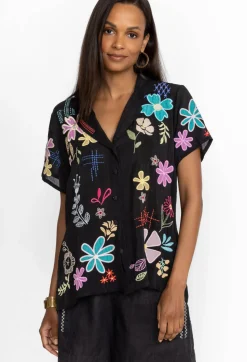 Clearance Johnny Was Kiki Applique Blouse Black
