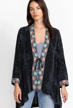 Johnny Was Lacy Shae Kimono Sanded Black