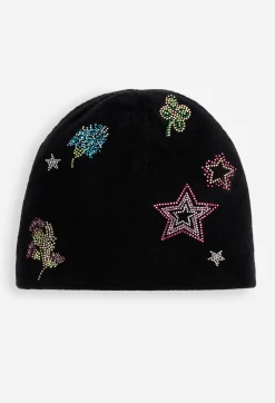 Johnny Was Ladie Rhinestone Beanie Black