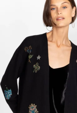 Sale Johnny Was Ladie Rhinestone Cardigan Black