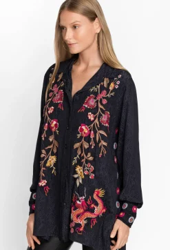 Johnny Was Lilith High Slit Tunic Black
