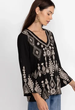 Sale Johnny Was Liona V-Neck Kimono Sleeve Tee Black