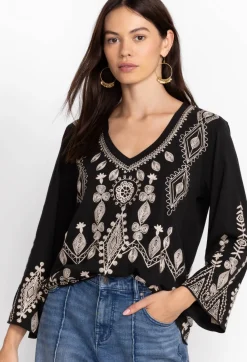 Sale Johnny Was Liona V-Neck Kimono Sleeve Tee Black