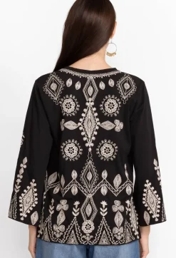 Sale Johnny Was Liona V-Neck Kimono Sleeve Tee Black