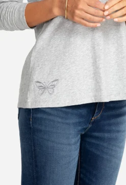 Sale Johnny Was Long Sleeve V-Neck Layering Tee Heather Grey