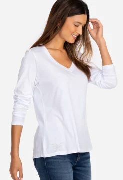 Best Johnny Was Long Sleeve V-Neck Layering Tee White