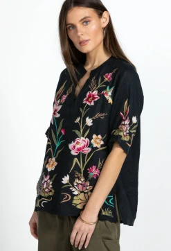 Sale Johnny Was Maisie Easy V-Neck Top Black