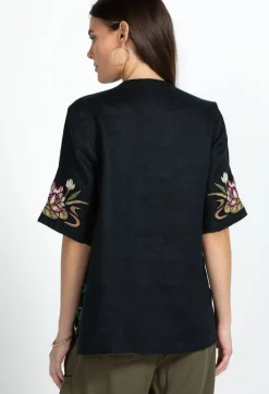 Sale Johnny Was Maisie Easy V-Neck Top Black
