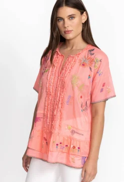 Online Johnny Was Mayeda Blouse Shell Pink