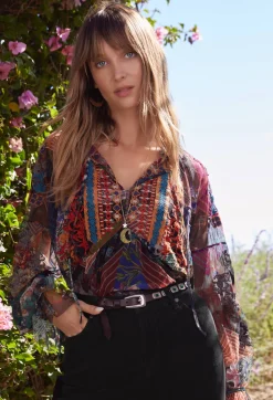 Online Johnny Was Mazzy Poet Blouse Multi