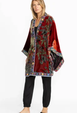 Discount Johnny Was Midi One Of A Kind Velvet Kimono- Red Multi
