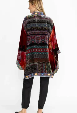 Discount Johnny Was Midi One Of A Kind Velvet Kimono- Red Multi
