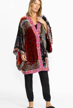 Discount Johnny Was Midi One Of A Kind Velvet Kimono- Red Multi
