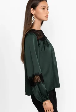 Best Johnny Was Midnight Silk Blouse Emerald Green