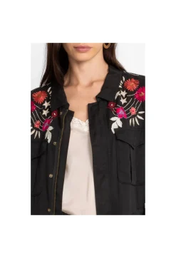 Hot Johnny Was Mika Paris Drawstring Military Jacket Black