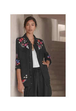 Hot Johnny Was Mika Paris Drawstring Military Jacket Black