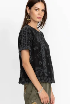Online Johnny Was Mystic Compass Blouse Sanded Black