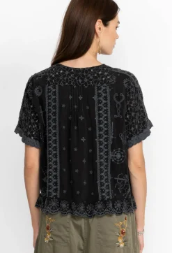Online Johnny Was Mystic Compass Blouse Sanded Black