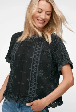 Online Johnny Was Mystic Compass Blouse Sanded Black