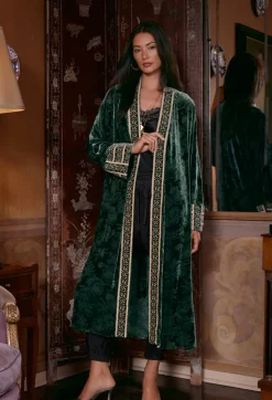 Outlet Johnny Was Natalia Silk Midi Dress Emerald Green