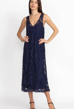 Clearance Johnny Was Natalie Lace Midi Dress Sapphire Blue