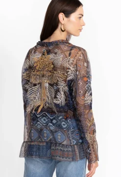 Discount Johnny Was Noemie Mesh Blouse Multi