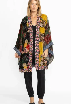 Johnny Was One Of A Kind Velvet Kimono- Black- Midi Multi