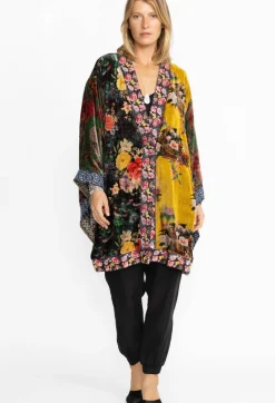 Johnny Was One Of A Kind Velvet Kimono- Black- Midi Multi