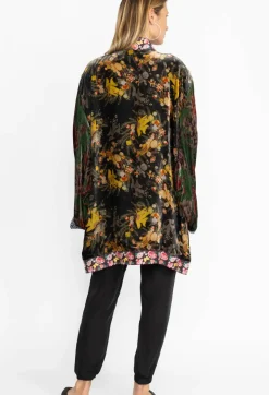 Johnny Was One Of A Kind Velvet Kimono- Black- Midi Multi