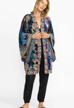 Johnny Was One Of A Kind Velvet Kimono- Black- Midi Multi