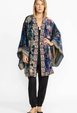 Johnny Was One Of A Kind Velvet Kimono- Black- Midi Multi