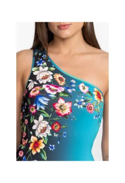 Clearance Johnny Was One Shoulder Swimsuit Ombre Garden