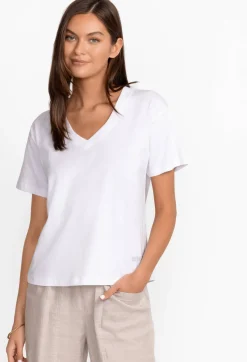 Johnny Was Organic Cotton Drop Shoulder Tee Bright White