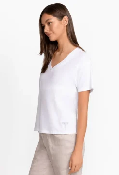 Johnny Was Organic Cotton Drop Shoulder Tee Bright White