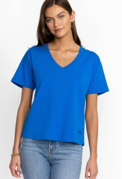 Sale Johnny Was Organic Cotton Drop Shoulder Tee Princess Blue Garden Vines