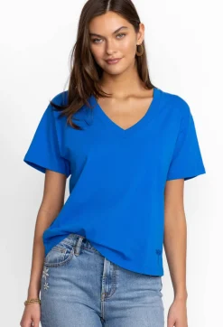 Sale Johnny Was Organic Cotton Drop Shoulder Tee Princess Blue Garden Vines