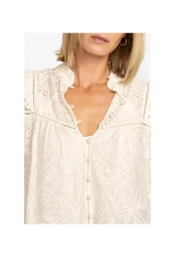 Outlet Johnny Was Palmas Ricas Eyelet Blouse Ecru