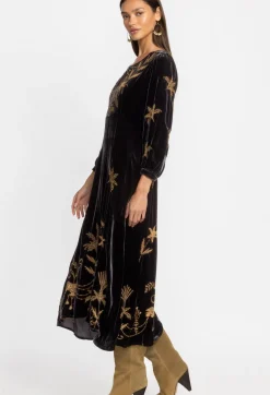 Clearance Johnny Was Palmira Velvet Effortless Midi Dress Black