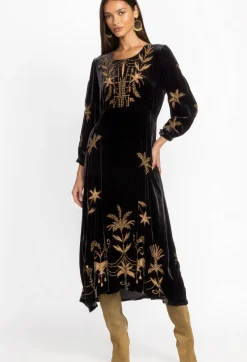 Clearance Johnny Was Palmira Velvet Effortless Midi Dress Black