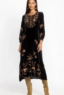 Clearance Johnny Was Palmira Velvet Effortless Midi Dress Black