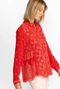 Clearance Johnny Was Pine Desi Blouse Mars Red