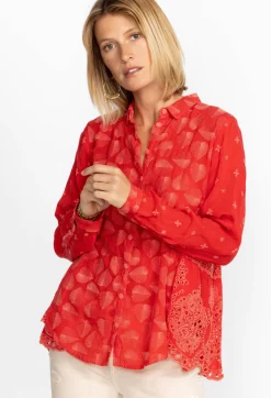 Clearance Johnny Was Pine Desi Blouse Mars Red