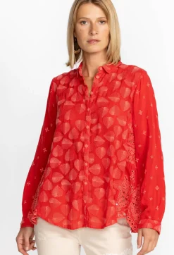 Clearance Johnny Was Pine Desi Blouse Mars Red