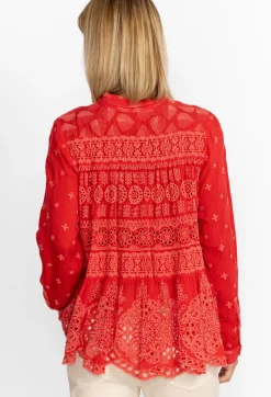 Clearance Johnny Was Pine Desi Blouse Mars Red